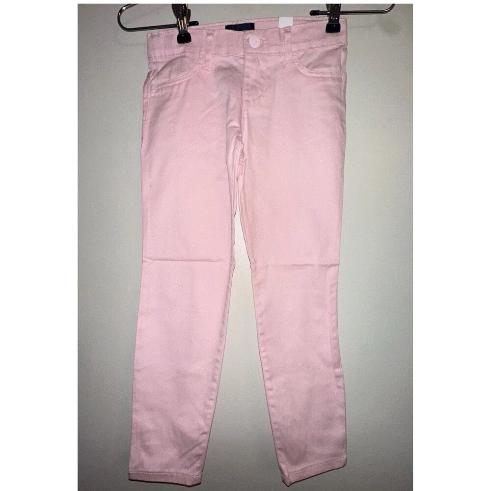NWT Children's Place Girls Pink Sparkles Skinny Jeans Pants 6 Cotton